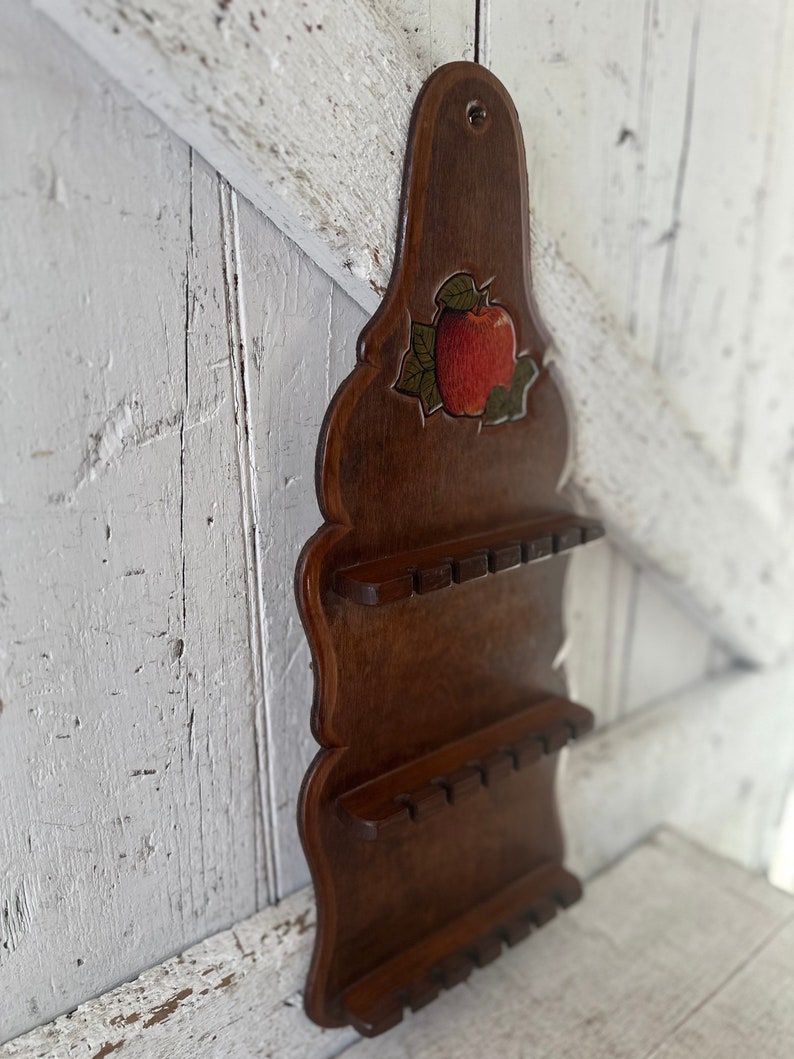 Wooden Spoon Display Holder Wall Mount Vintage Holds 18 Spoons Etsy