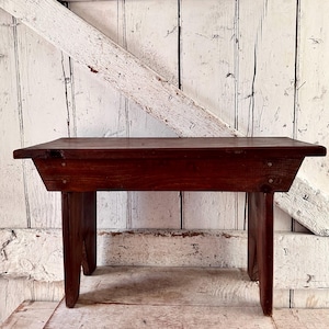 Antique Bench Wood footstool Handmade primitive vintage