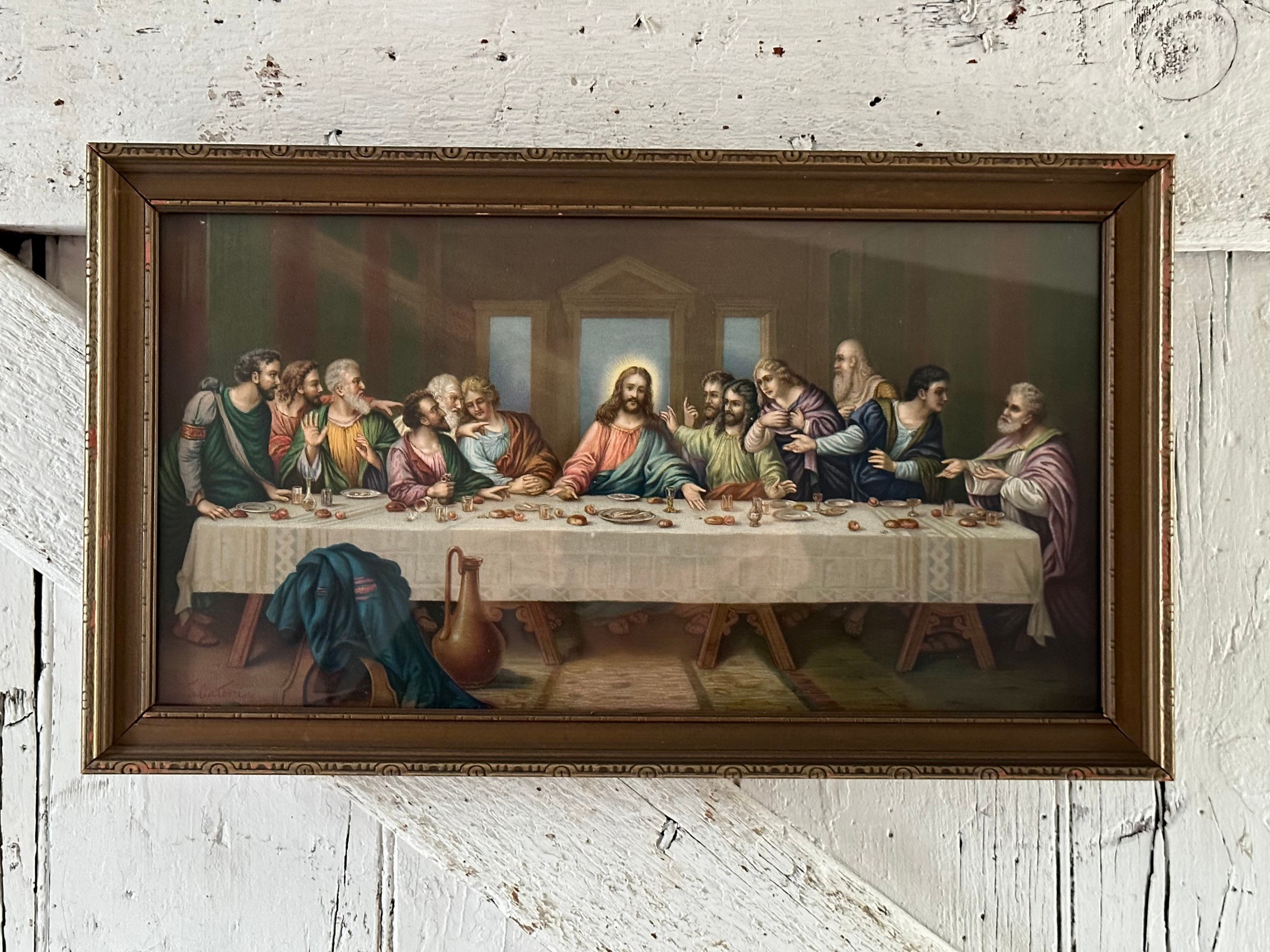 Lords Last Supper in Vintage Gold Wood Frame Etsy