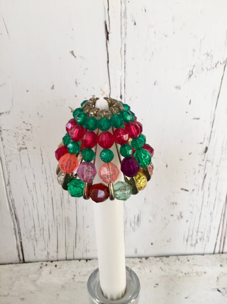 Beaded Safety Pin Lamp Shades Vintage Candle