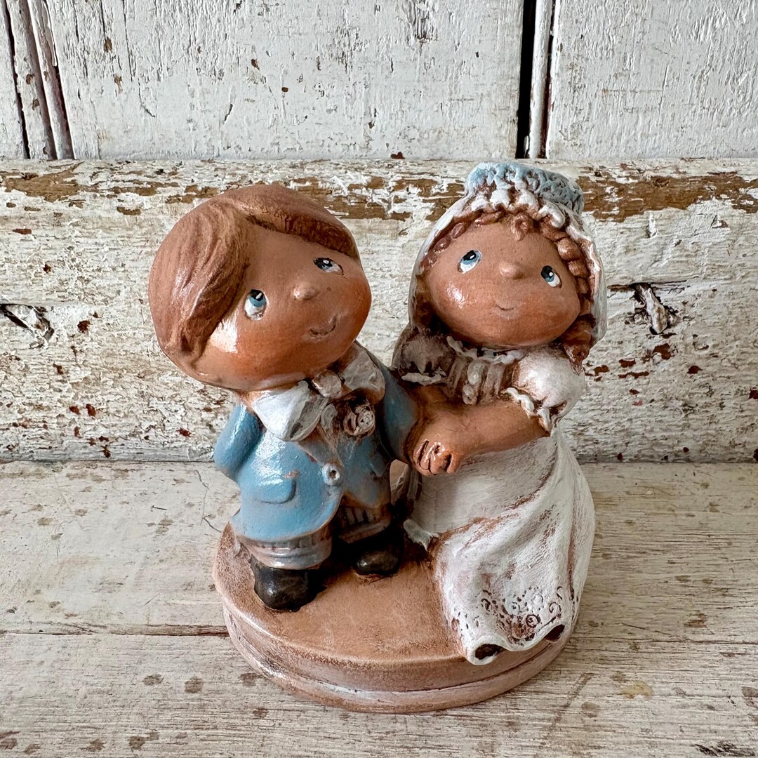 Wedding Cake Topper Bride and Groom Ceramic Vintage - Etsy