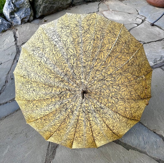 Umbrella Yellow Black Parasol Vintage Umbrella