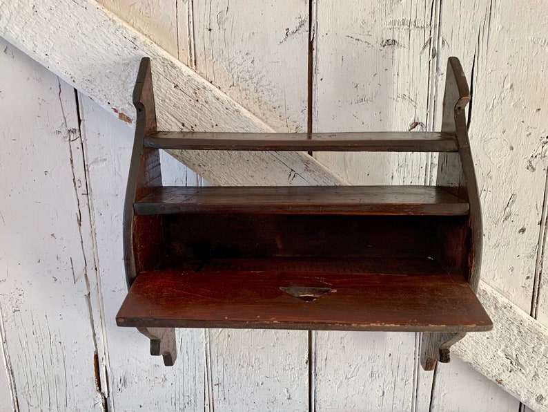 Antique Wooden Shelf With Door That Opens Hanging Wall Shelf Etsy