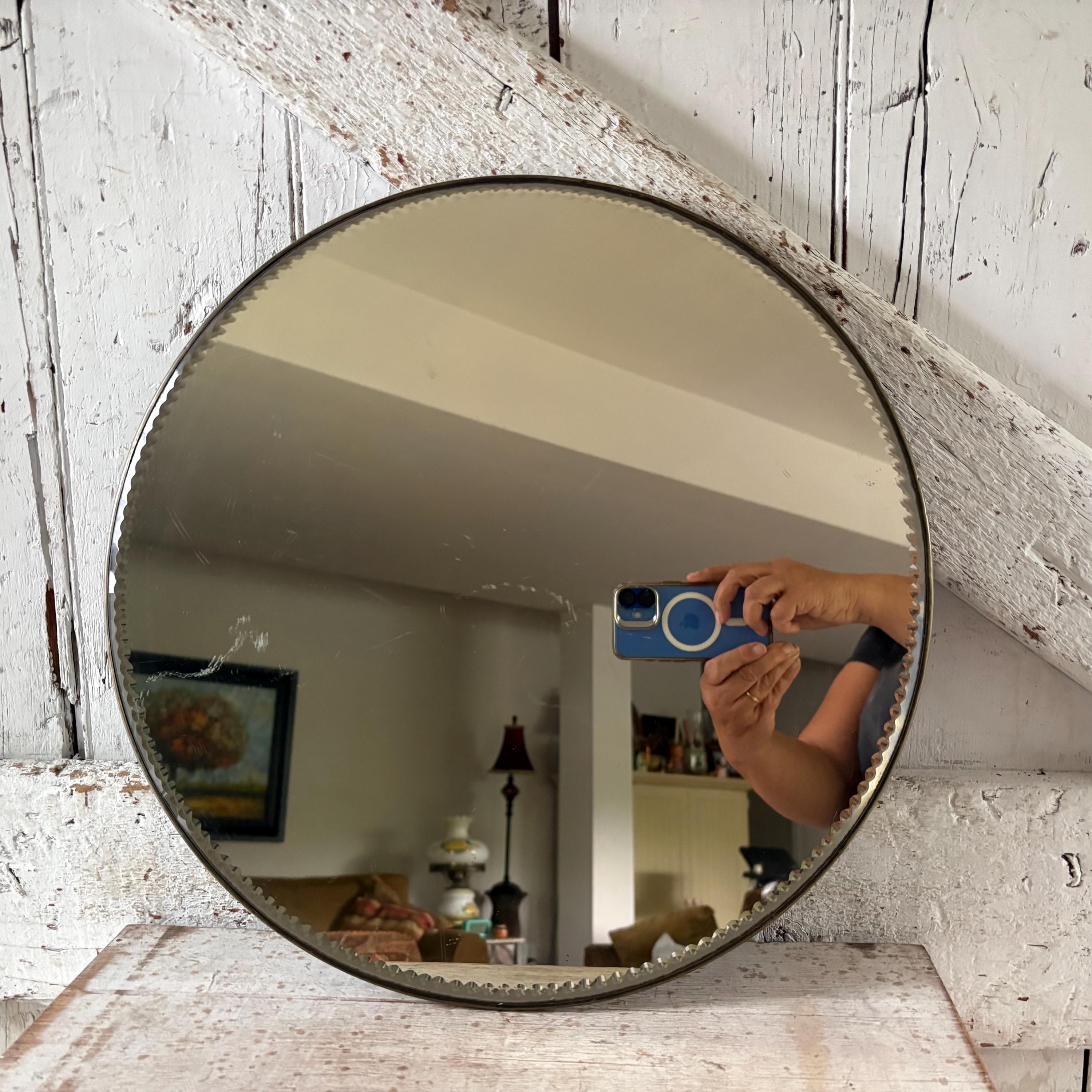 Antique Round Beveled Mirror - Etsy