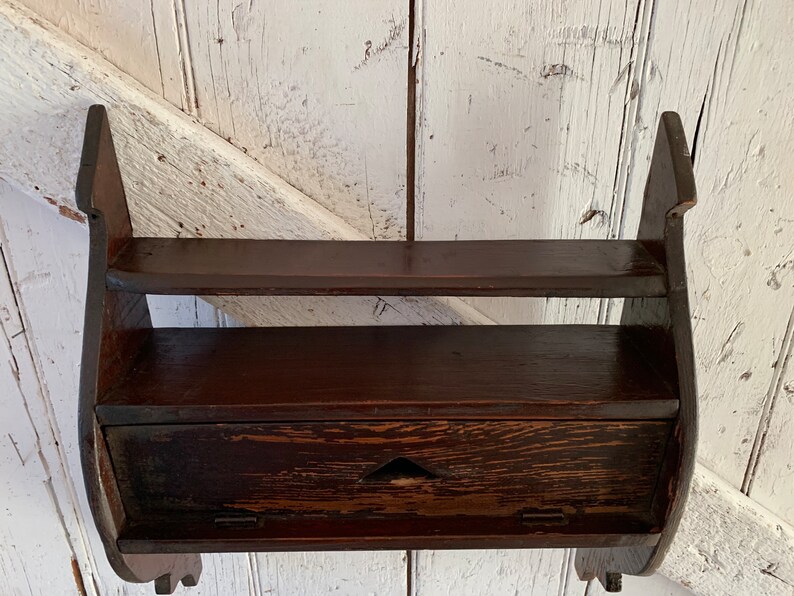 Antique Wooden Shelf With Door That Opens Hanging Wall Shelf Etsy