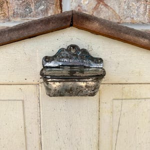 Antique Tin Match box Holder Silver Patina late 1800&#39;s