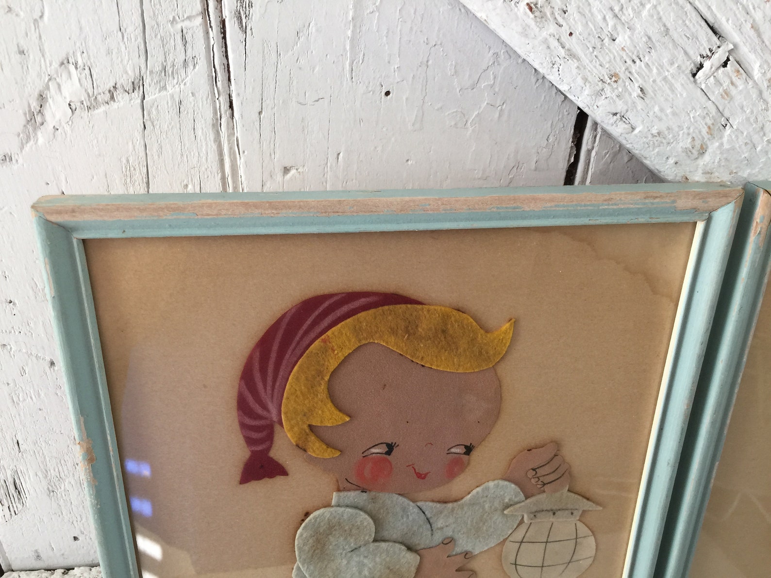 Framed Nursery Wall Decor Vintage Felt Art Work Boy Girl - Etsy