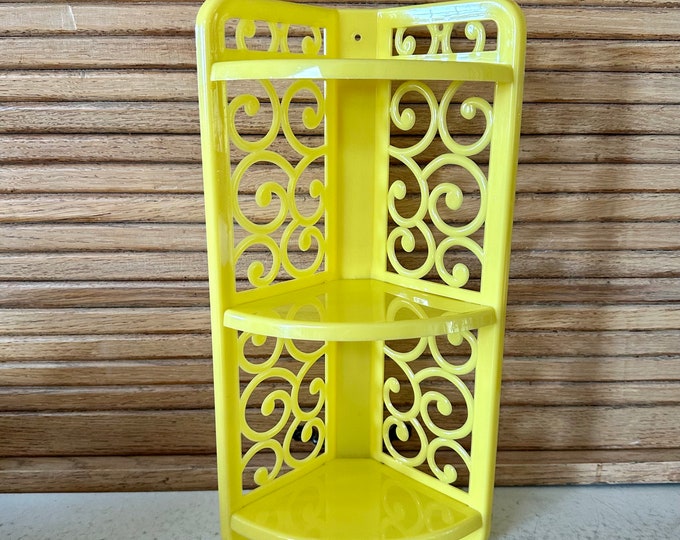 Corner Shelf Yellow Plastic 1970's or 1960's Vintage Shelf Lustro Ware