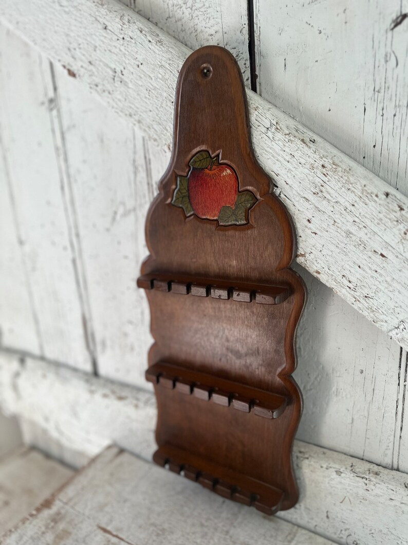 Wooden Spoon Display Holder Wall Mount Vintage Holds 18 Spoons Etsy
