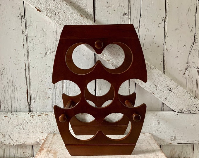 Vintage Wood Wine Rack Seven Bottle Wine Rack Etsy