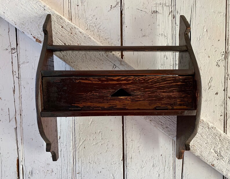Antique Wooden Shelf With Door That Opens Hanging Wall Shelf Etsy