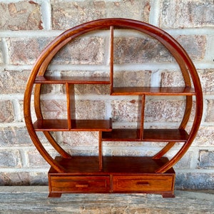 Round Shelf With Sections Asian Style Rosewood Free Standing Shelf