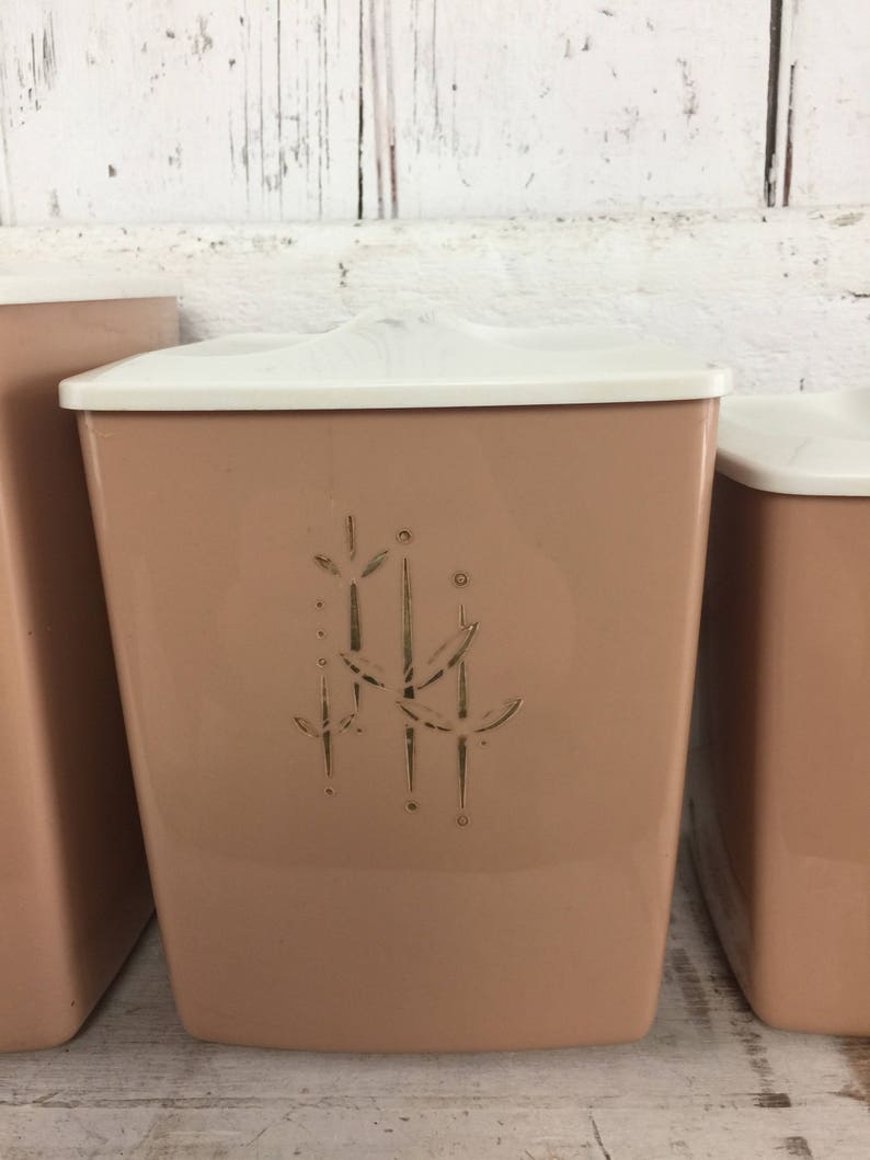 Kitchen Canister set of four pink and gold plastic canister Etsy