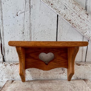 Wooden Wall Shelf Oak Wood With Heart Country Style Vintage