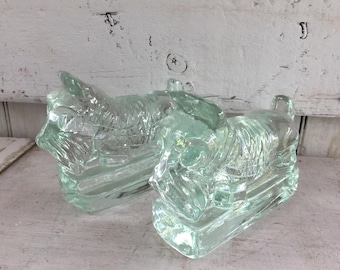 Bookends Scotty Dog bookends Glass Scottie dog bookends vintage bookends, doorstops or paperweights