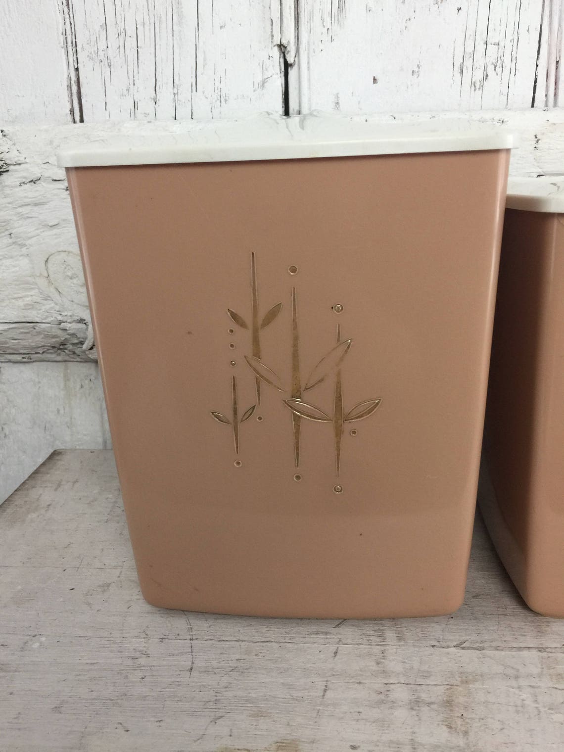 Kitchen Canister set of four pink and gold plastic canister Etsy
