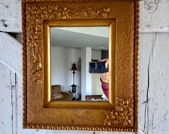 Mirror gold black red wood frame rectangular vintage mirror