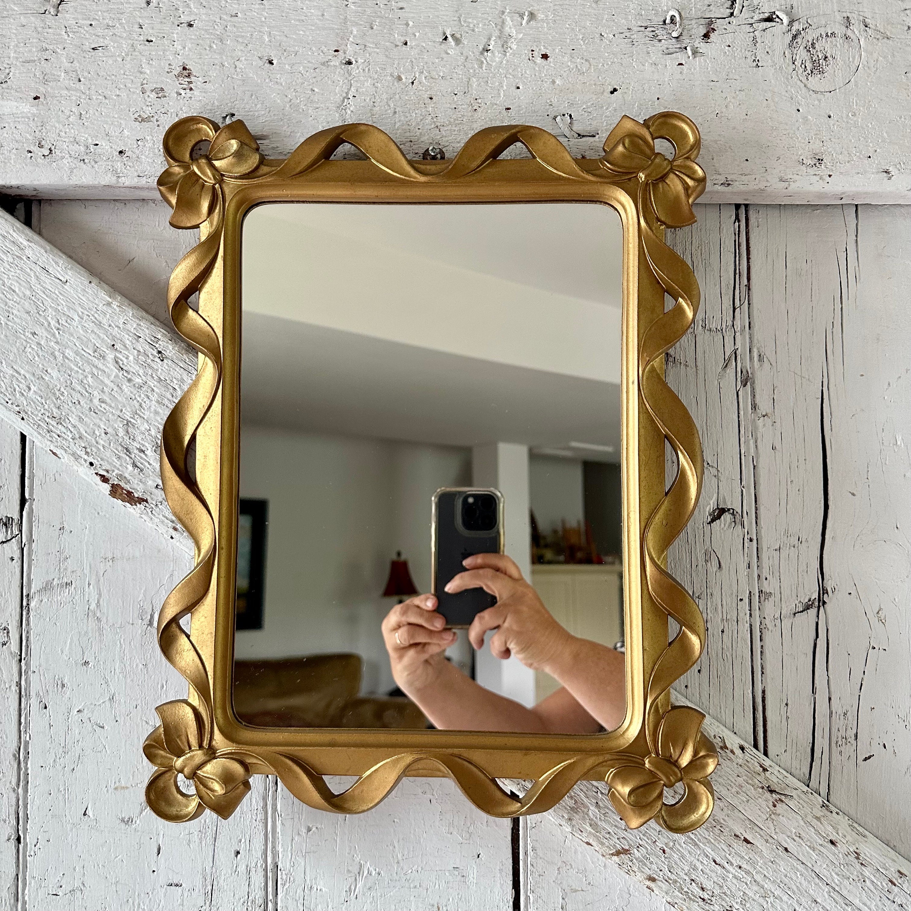 Bedroom Mirror Bathroom Mirror Wall Mirror Handmade gold bow Brass