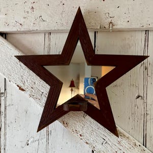 Vintage wood star Mirror with Candle holder