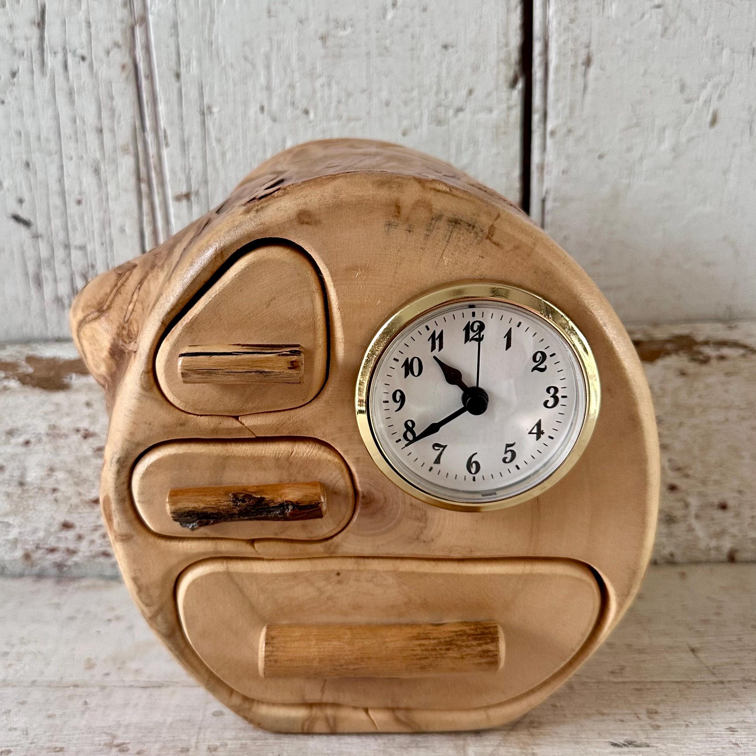 Aspen Wood Drawer With Clock Vintage Wood Handmade Trinket Box - Etsy