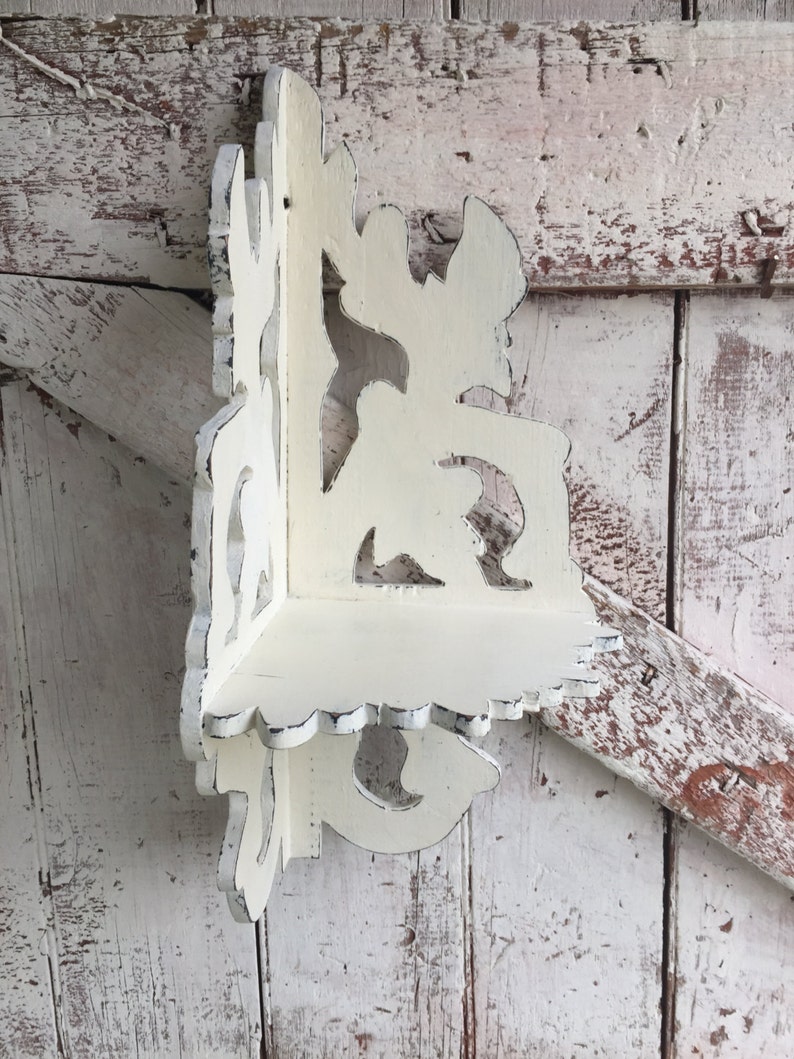 White corner wall shelf shabby chic chalk painted corner shelf Etsy