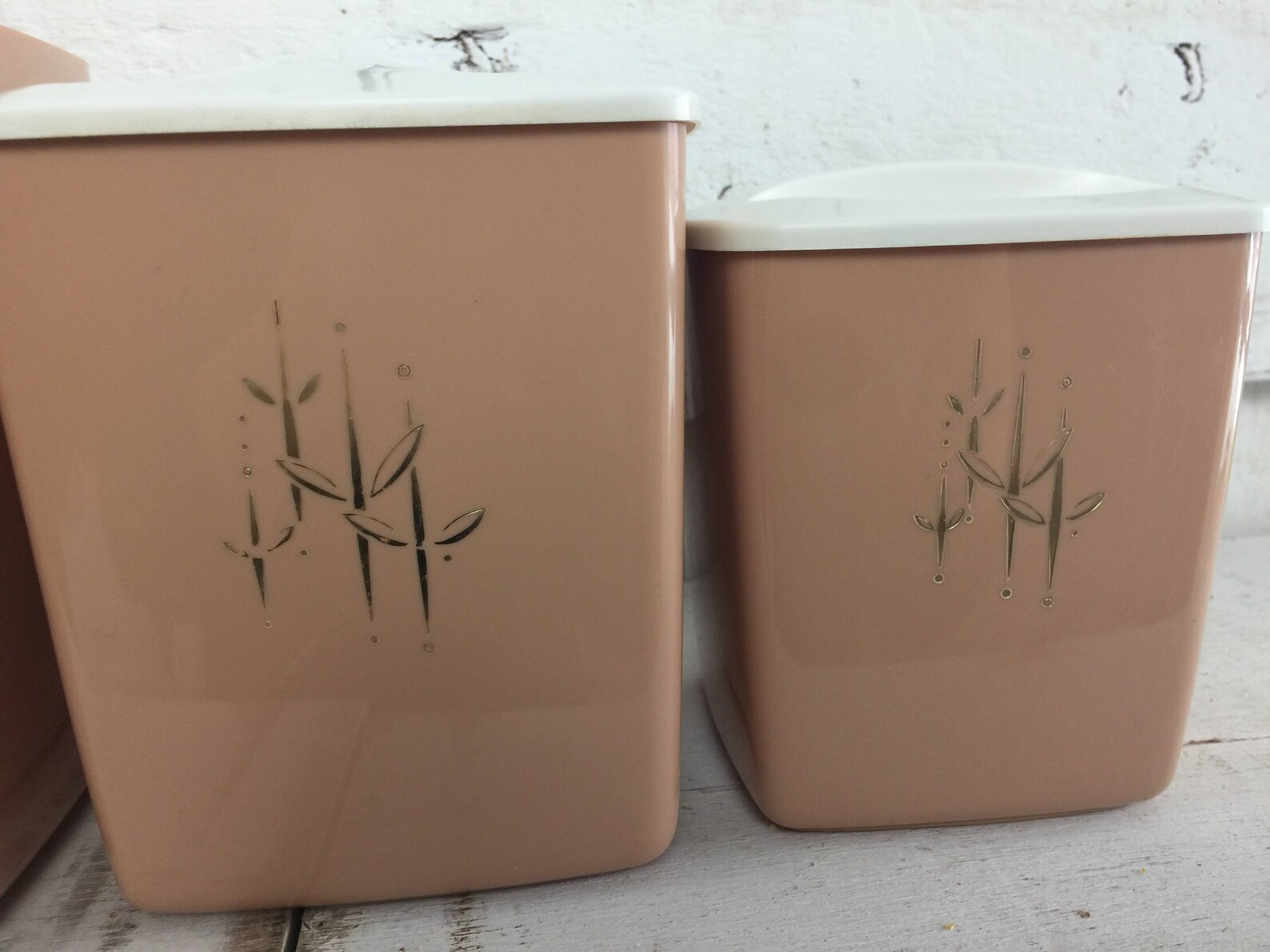 Kitchen Canister set of four pink and gold plastic canister Etsy