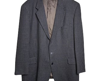 Joseph Abboud for Nordstrom Mens 46 Long Wool Blazer Hahnentritt Blau Tan USA