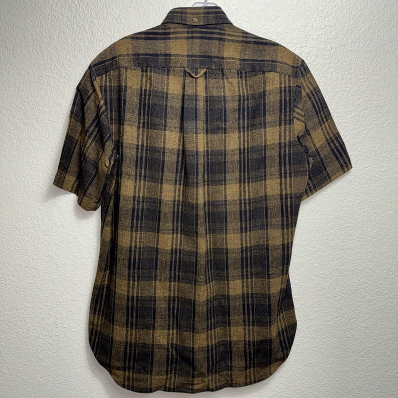 Vtg Pendleton Wool Board Shirt M Brown Plaid Short Sleeve Grunge Cabin Core image 2
