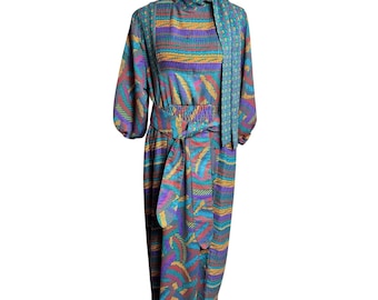 Rare Vintage Kanga Collection London Maxi Dress 80s 90s Avant Garde Abstract
