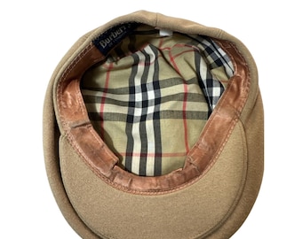 Vintage Burberry's  Men's Hat Size Large Tan Newsboy Cabbie Preppy Ivy *