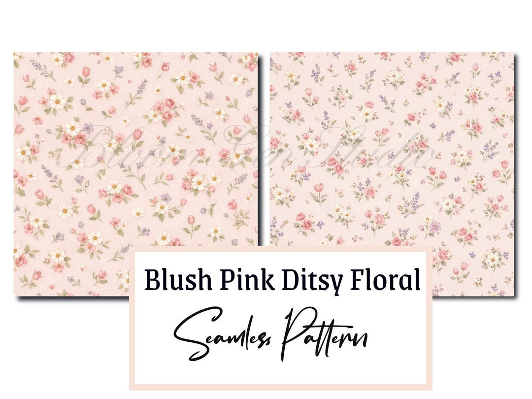 Blush Pink Ditsy Floral Seamless Pattern, Micro Cottagecore Flowers ...