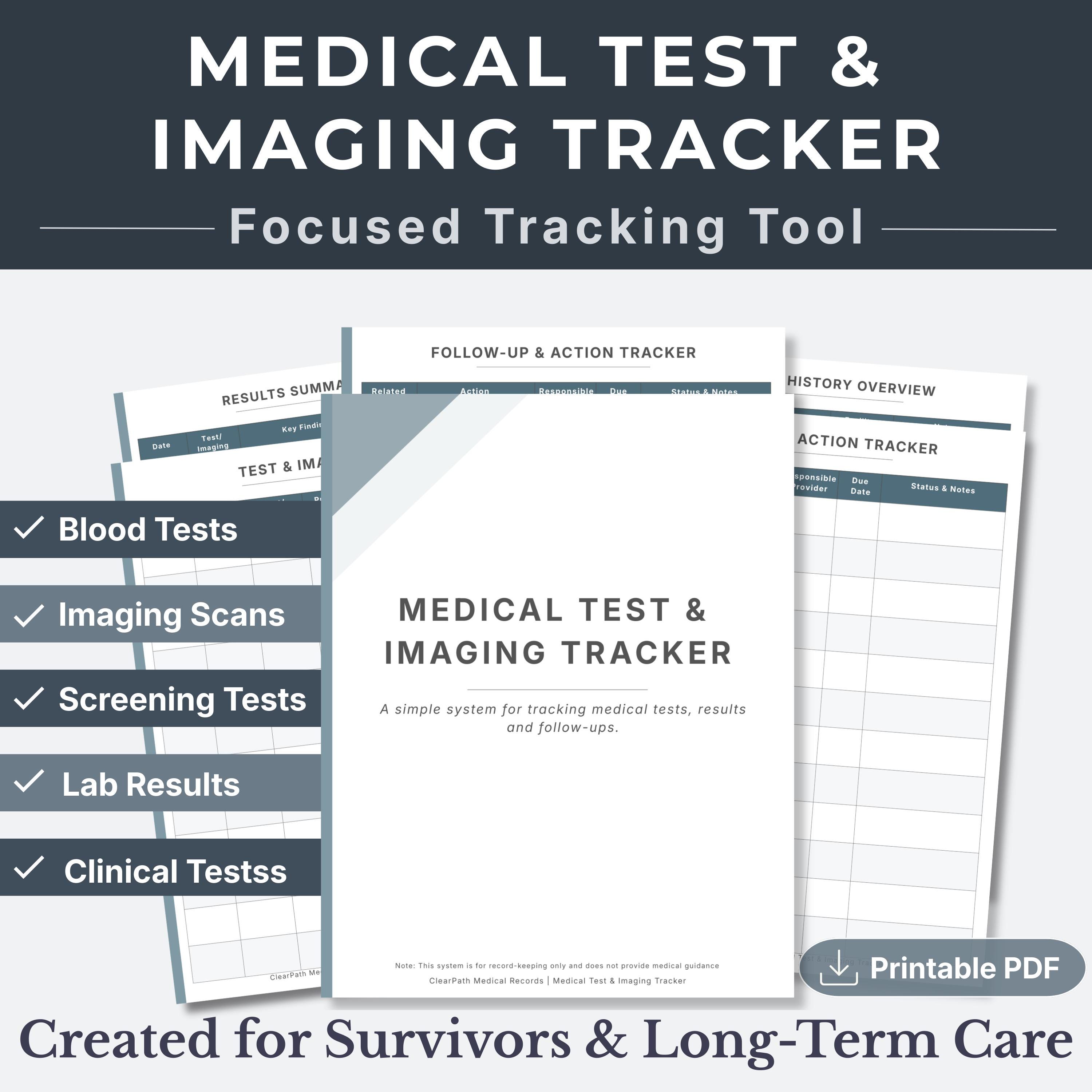 Medical Test & Imaging Tracker Printable | Track Tests Results and ...