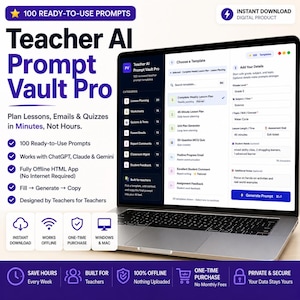 Teacher AI Prompt Builder | Interactive HTML App for ChatGPT, Claude, Gemini (Digital Download)