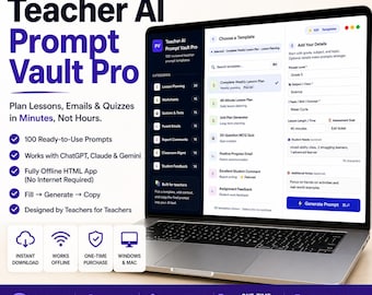 Teacher AI Prompt Builder | Interactive HTML App for ChatGPT, Claude, Gemini (Digital Download)