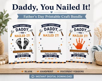 Manualidad con huellas de manos para el Día del Padre: ¡Papá, lo lograste! (Descarga digital)