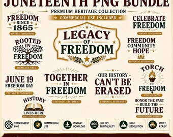 Paquete de imágenes PNG de Juneteenth, diseños de camisetas sobre la historia afroamericana, libertad desde 1865 (descarga instantánea)