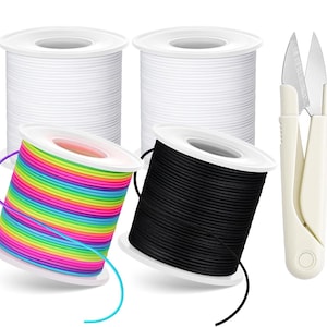 Stretchy Bracelet String Kit, 4 Rolls Elastic Cord with Scissors & Needle