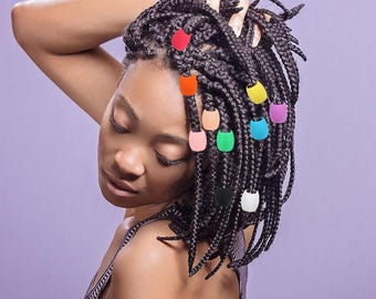 Silicone Hair Beads for Braids, Colorful Pony Beads Hairstyles (50 Pcs)