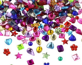 Acrylic Flatback Rhinestones for Crafts, Halloween Pirate Party Decorations (9 Shapes, 6-13mm) 900 Pcs