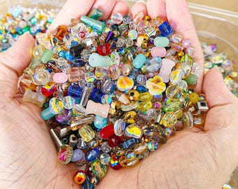 Half Pound Assorted Glass Beads for Jewelry Making, 2-16mm Colorful Crystal Beads for Bracelets, Crafts, DIY Art, Bulk Jewelry Making