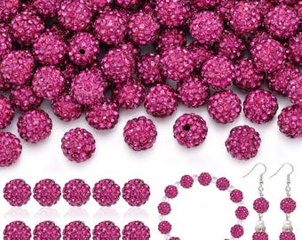 105pcs 10mm Rhinestone Beads for Jewelry Making, Shiny Round Disco Ball Beads Bulk, Sparkle Crystal Clay Christmas for Bracelet, Necklace