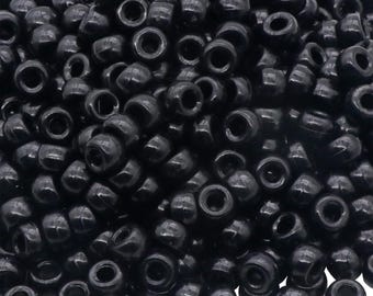 1000Pcs Pony Beads Bracelet 9mm Black Plastic Barrel Pony Beads for Necklace,Hair Beads for Braids,Key Chain,Jewelry Making (Black)