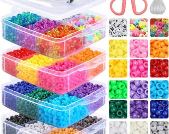 27 Color Pony Beads Kit for Bracelets, Glitter & Solid Craft Beads (4200 Pcs)