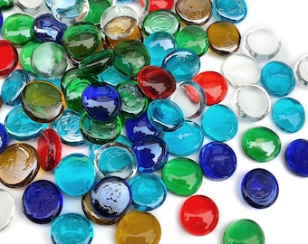 Flat Glass Pebbles, Mixed Color Vase Filler, Aquarium Gem Stones, Craft Decor