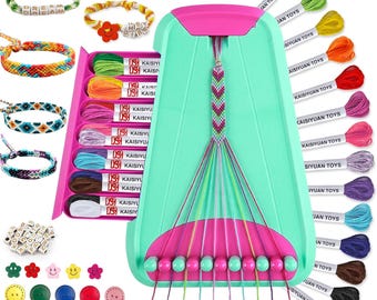 Friendship Bracelet Making Kit for Kids Ages 6-12, Jewelry Set with 28 Threads, Beads
