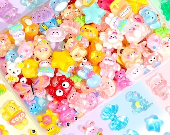 100PCS Cute Charms Bulk Easter Gift Set – Charms for Crafts, Mini Decoden Acrylic for Phone Junk Cases, Scrapbooking & DIY Decoration