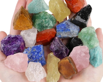 Assorted Raw Healing Crystals, 10 Colors Bulk Gemstones for Tumbling, Decoration