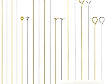 900 PCS Jewelry Making Pins: Eye, Flat Head, Ball Head, Gold Silver