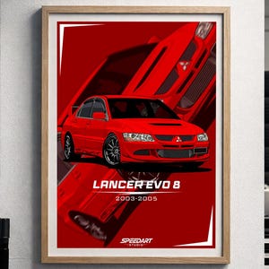 Lancer Evo 8 Poster, JDM Rally Car Art, Japanese Sports Sedan Print (Digital Download)