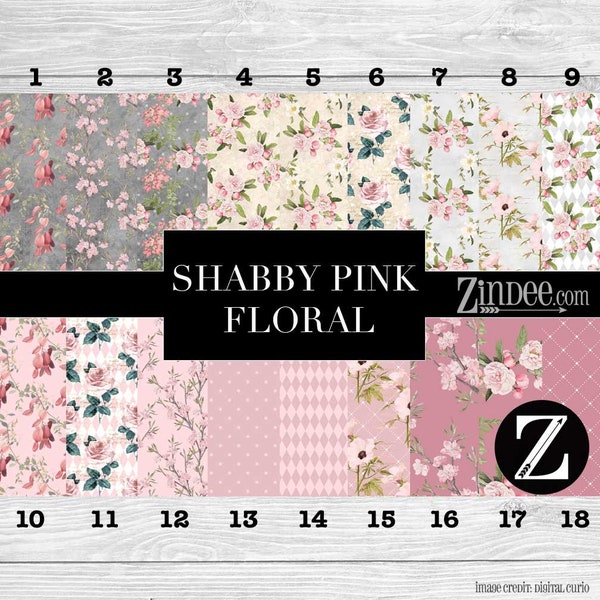 Shabby pink floral vinyl, printed vinyl, adhesive vinyl, heat transfer vinyl, pattern heat transfer, printed HTV or ADHESIVE, iron on